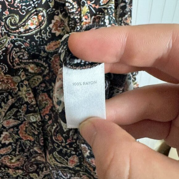 J. Jill Brown Paisley Button Down Lightweight Tunic/Short Dress Long Sleeve K38 - Picture 4 of 5